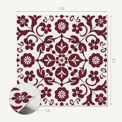 Self adhesive vinyl floor tiles Floral motif with ornamental accents