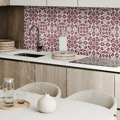 Self adhesive vinyl floor tiles Floral motif with ornamental accents