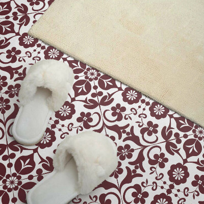 Self adhesive vinyl floor tiles Floral motif with ornamental accents