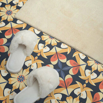 Self adhesive vinyl floor tiles Mandala with floral accents