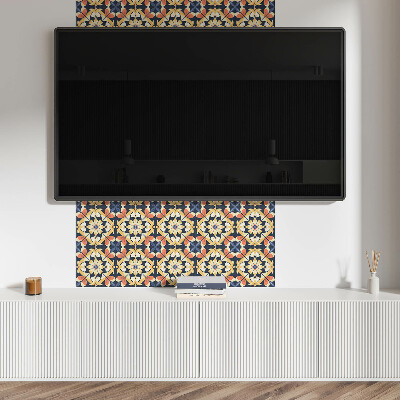 Self adhesive vinyl floor tiles Mandala with floral accents