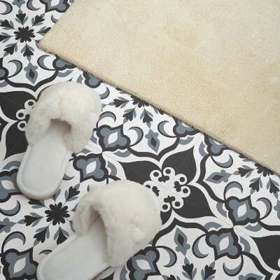 Self adhesive vinyl floor tiles Ornamental floral pattern
