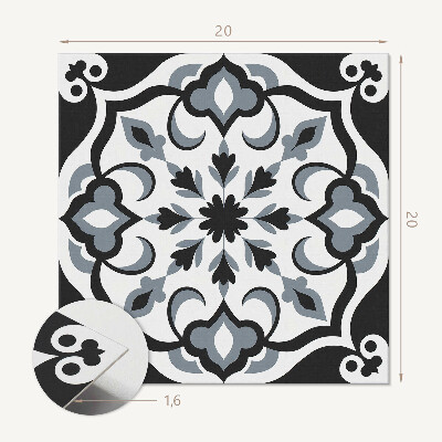 Self adhesive vinyl floor tiles Ornamental floral pattern