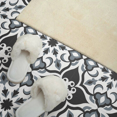 Self adhesive vinyl floor tiles Ornamental floral pattern