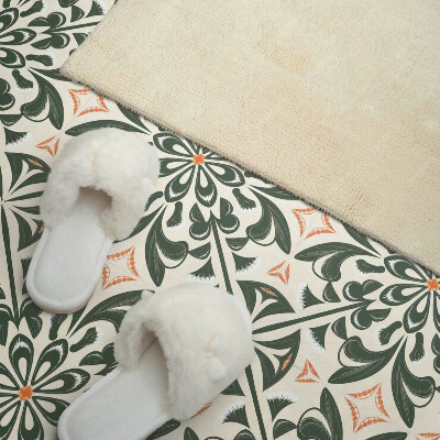 Self adhesive vinyl floor tiles Flowers surrounded by leaves