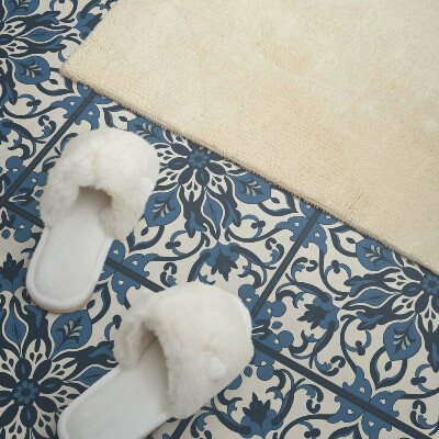 Self adhesive vinyl floor tiles Flower and leaf motif