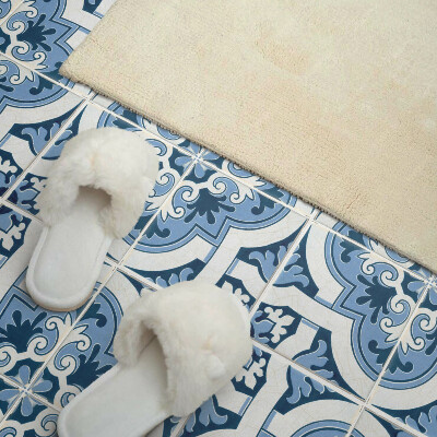 Self adhesive vinyl floor tiles Ornamental tile pattern in an elegant version