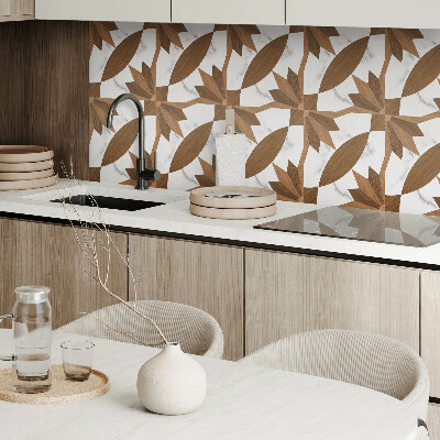 Self adhesive vinyl floor tiles Wooden motifs in a geometric style