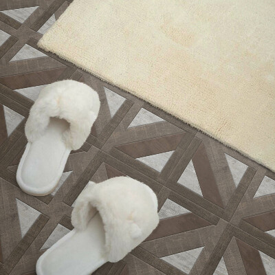 Vinyl tiles Wood shapes in a concrete mold