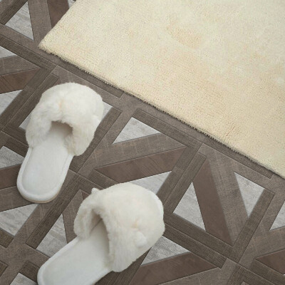Vinyl tiles Wood shapes in a concrete mold