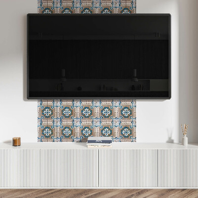 Self adhesive vinyl floor tiles Ornamental mosaic in a graphic style