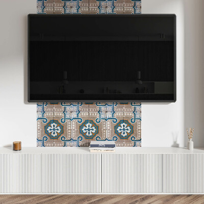 Self adhesive vinyl floor tiles Ornamental mosaic in a graphic style