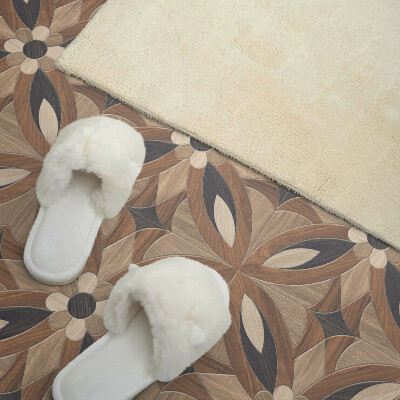 Self adhesive vinyl floor tiles Wooden flowers in a natural style