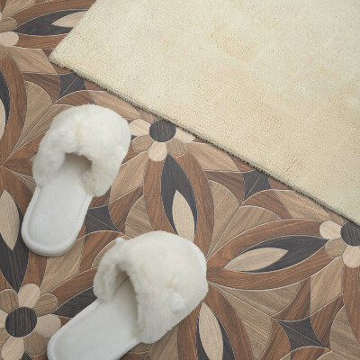 Self adhesive vinyl floor tiles Wooden flowers in a natural style