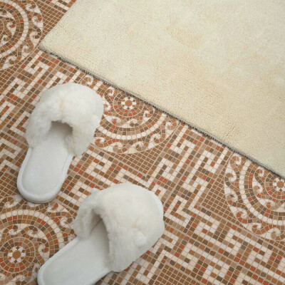 Self adhesive vinyl floor tiles Circular mosaic motif