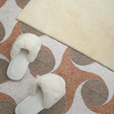 Self adhesive vinyl floor tiles A wavy circle pattern