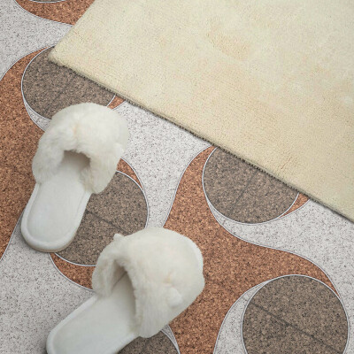 Self adhesive vinyl floor tiles A wavy circle pattern