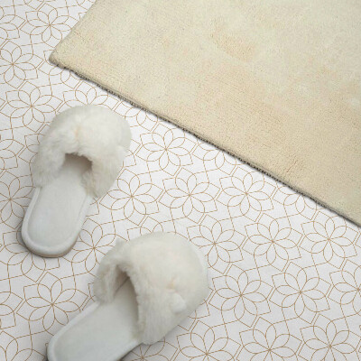 Self adhesive vinyl floor tiles Pattern of flowers in geometric shapes