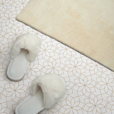 Self adhesive vinyl floor tiles Pattern of flowers in geometric shapes