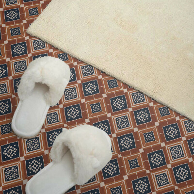 Self adhesive vinyl floor tiles Brown and white geometry