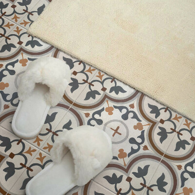 Vinyl tiles Checkered pattern with flowers