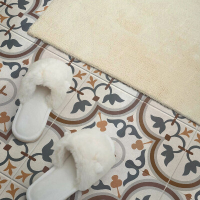 Vinyl tiles Checkered pattern with flowers