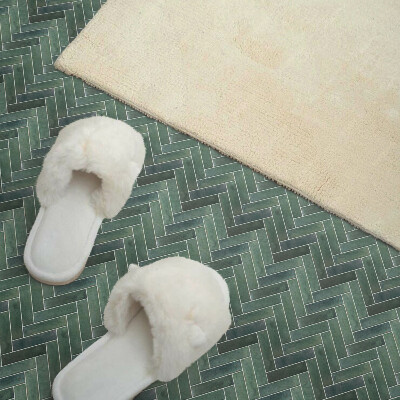 Self adhesive vinyl floor tiles Three-dimensional herringbone structure