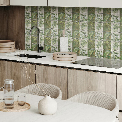 Pvc wall panels Leaf motif in a tile style