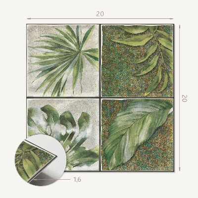 Pvc wall panels Leaf motif in a tile style