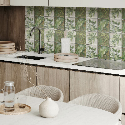 Pvc wall panels Leaf motif in a tile style