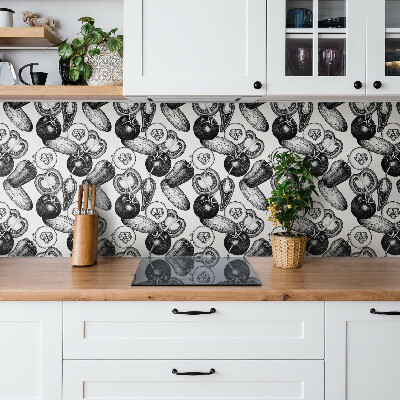 Vinyl tiles Black and white vegetables
