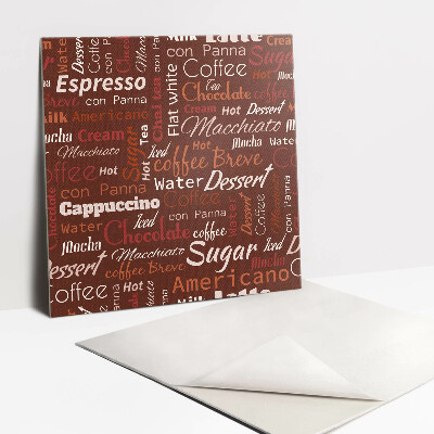 Self adhesive vinyl tiles Coffee themes and inscriptions