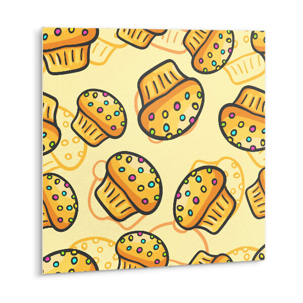 Self adhesive vinyl tiles Colorful cupcakes on a yellow background