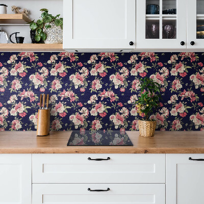 Vinyl wall tiles Pink flowers