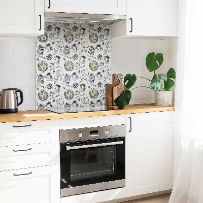 Vinyl wall tiles Black and white breakfast