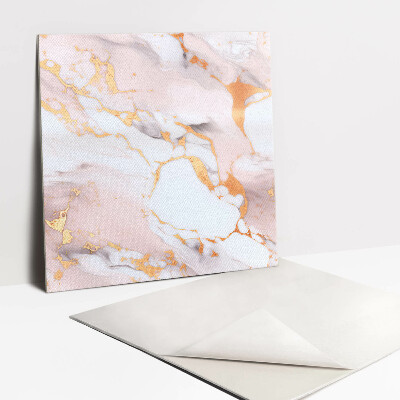 Self adhesive vinyl floor tiles Pastel marble and gold