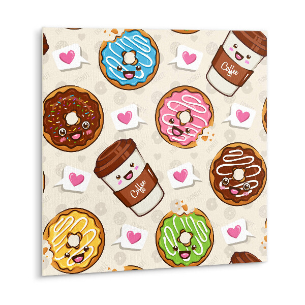 Pvc wall panels Cartoon donuts and coffee