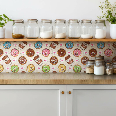 Pvc wall panels Cartoon donuts and coffee