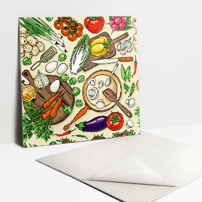 Vinyl wall tiles Cartoon colorful vegetables