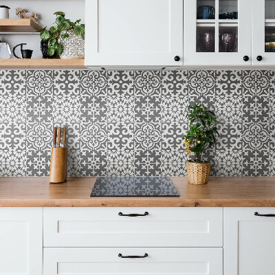 Vinyl tiles Gray tiles with a Portuguese motif