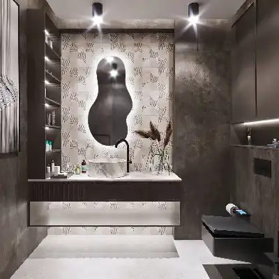 Organic mirror with LED lights unusual shape