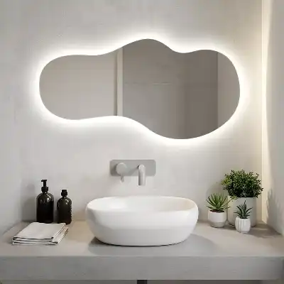 Organic mirror with LED lights unusual shape