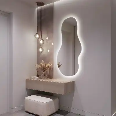 Organic mirror with LED lights unusual shape