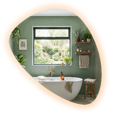 Irregular egg-shaped mirror Wall-mounted LED backlighting