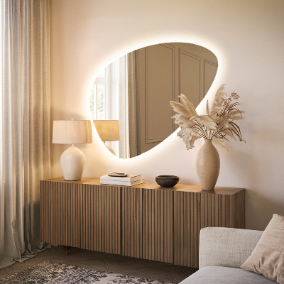 Irregular egg-shaped mirror Wall-mounted LED backlighting