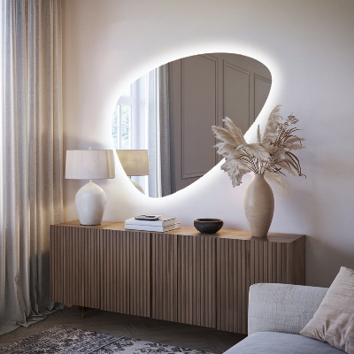 Irregular egg-shaped mirror Wall-mounted LED backlighting