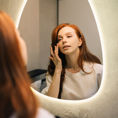 Irregular egg-shaped mirror Wall-mounted LED backlighting
