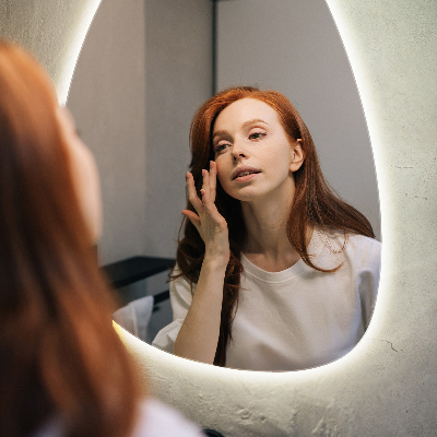 Irregular egg-shaped mirror Wall-mounted LED backlighting