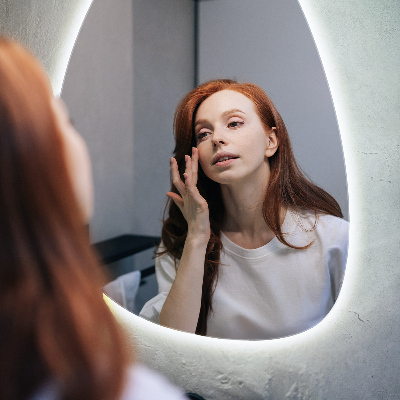 Irregular egg-shaped mirror Wall-mounted LED backlighting