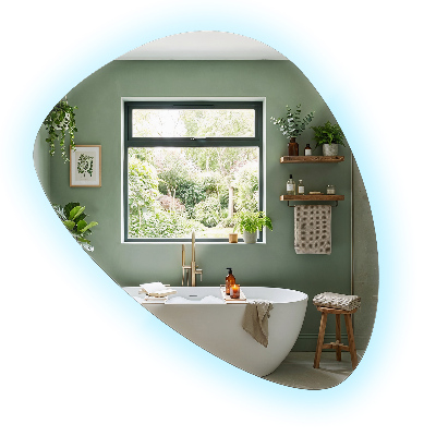 Irregular egg shaped wall mounted LED backlit mirror
